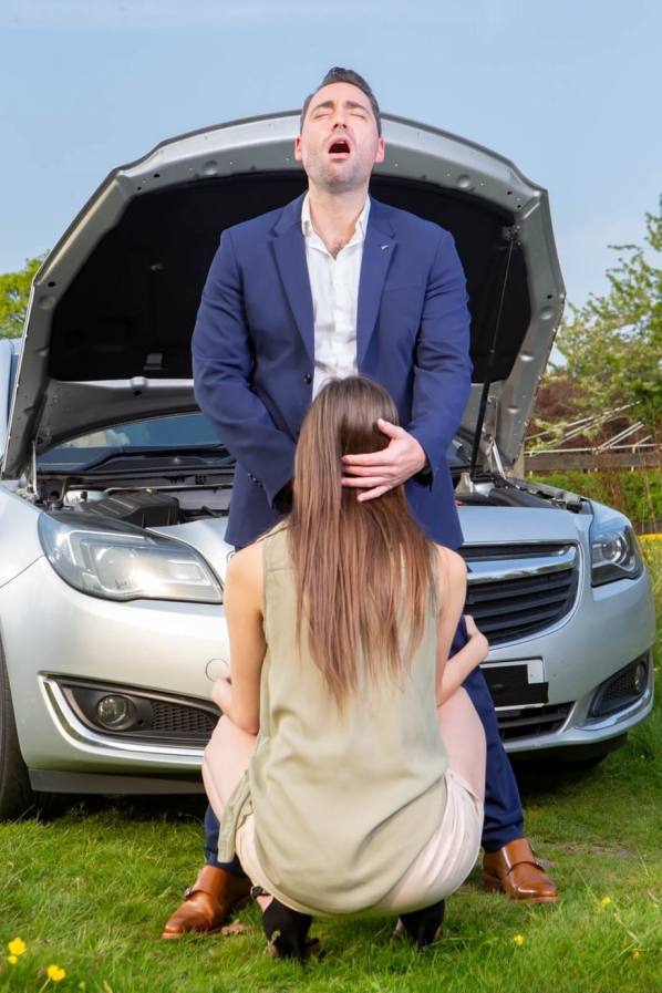 Lina Luxa takes a hard cock up her ass for car repairs