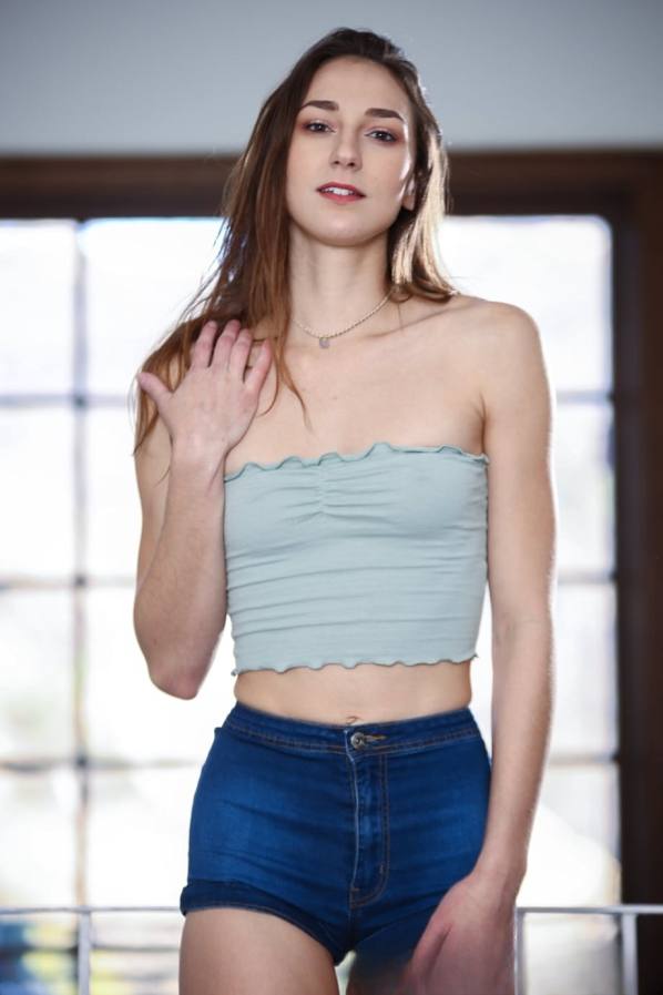 Vanessa Sky and Andi Rose model before lesbian sex gets underway