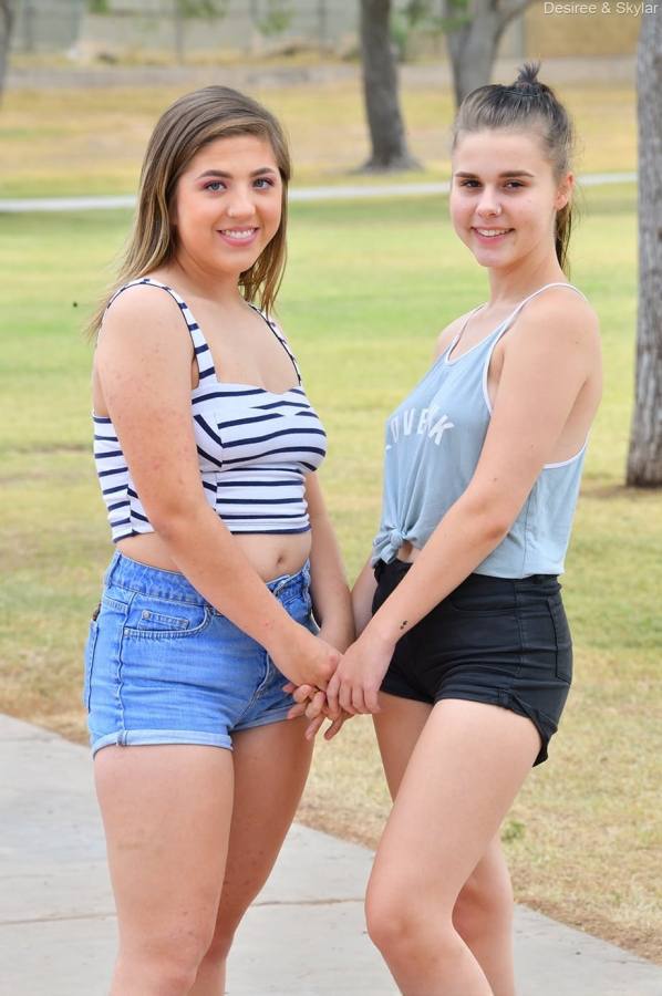 Skylar and Desiree eat pussy on rooftop patio