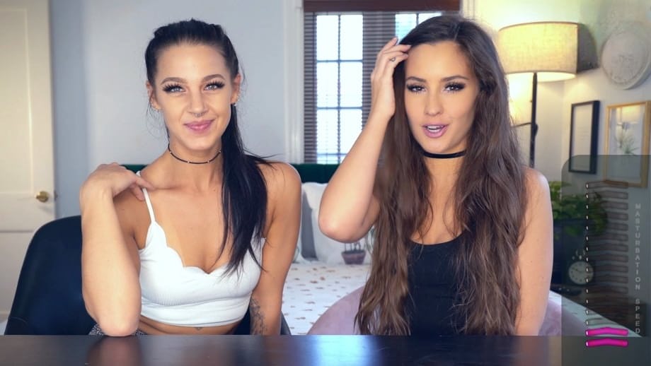 Evelin Stone and Kylie Morgan strip to fuck a toy