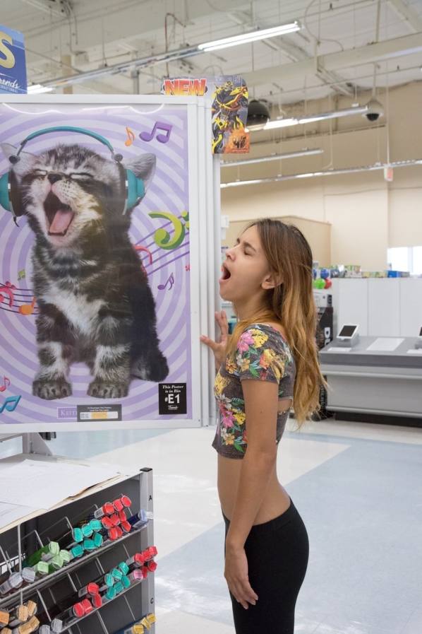 Uma Jolie flashes tits and ass in toy store aisle