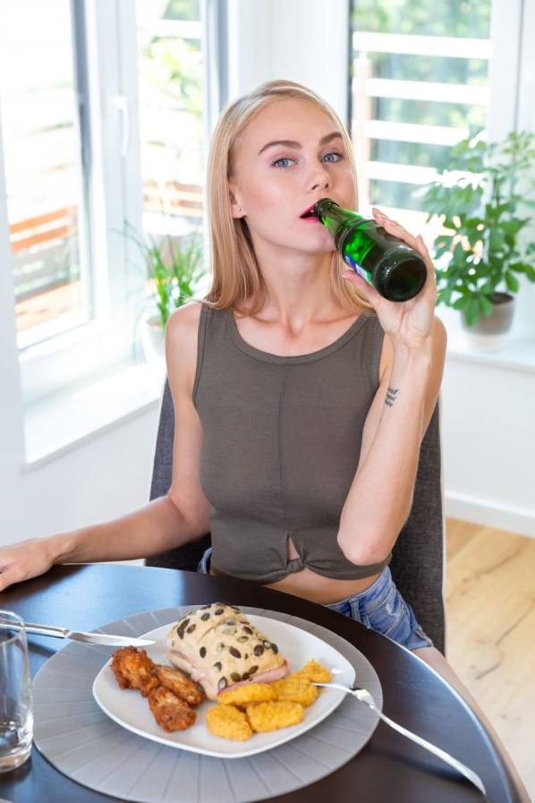 Fucking naked blonde Nancy A at breakfast