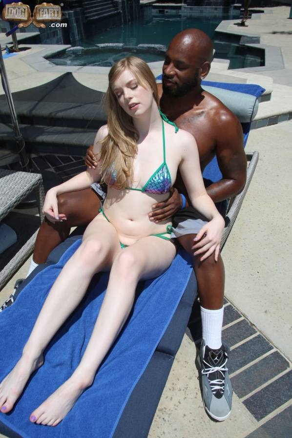 Black cock gets footjob from hot blonde then fuck