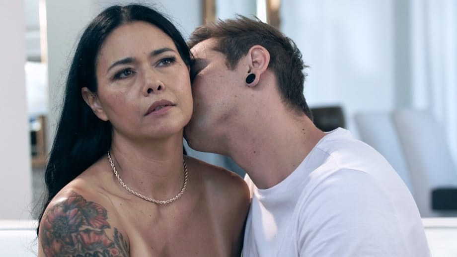 Dana Vespoli rides cock on couch, Asian MILF fuck
