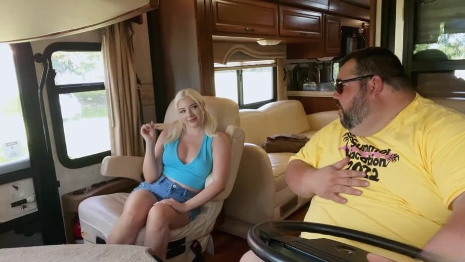 Gia OhMy big tits hitchhiker fucked hard in trailer