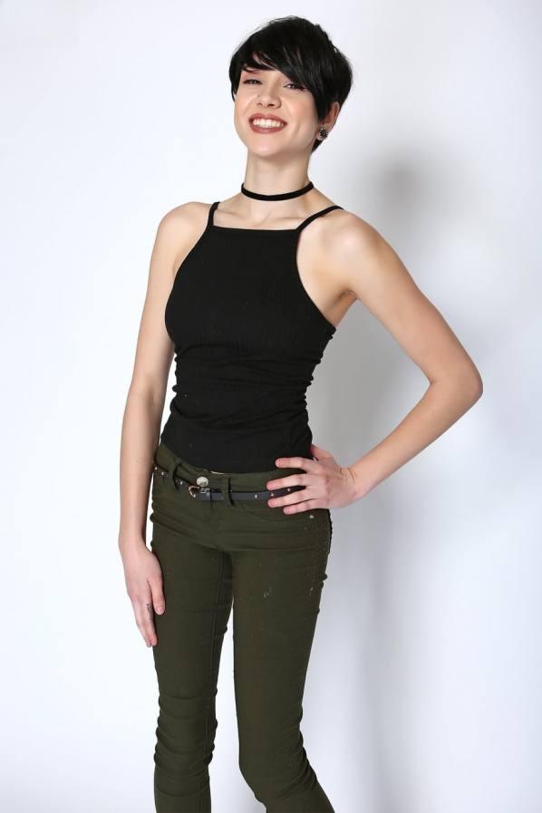 Cadey Mercury strips bare, flaunting tiny tits solo