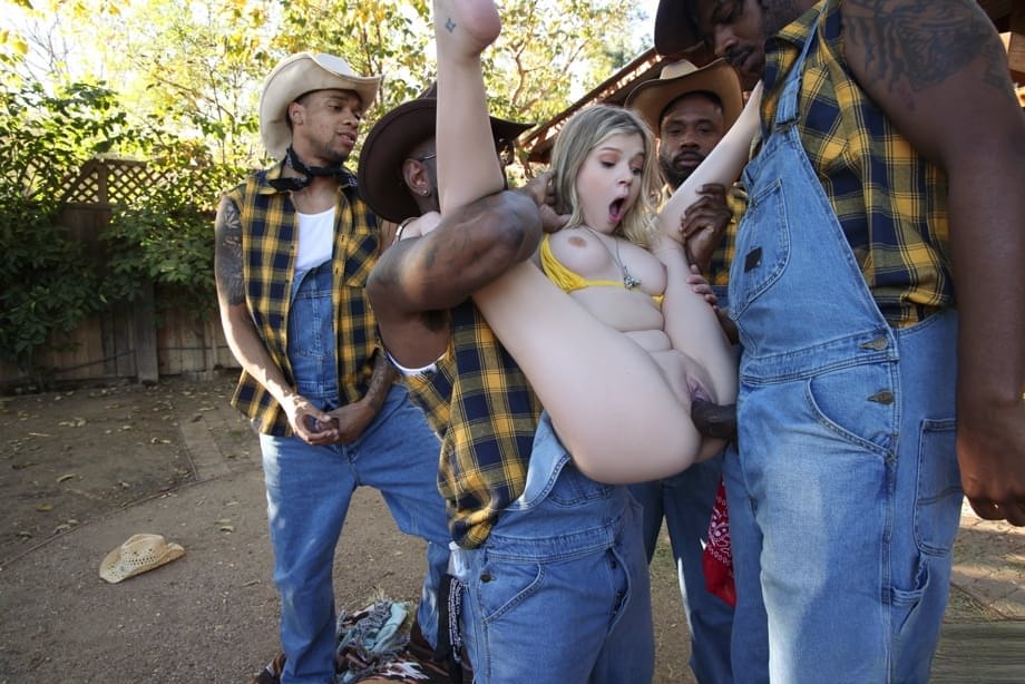 Coco Lovelock takes big cock IR gangbang