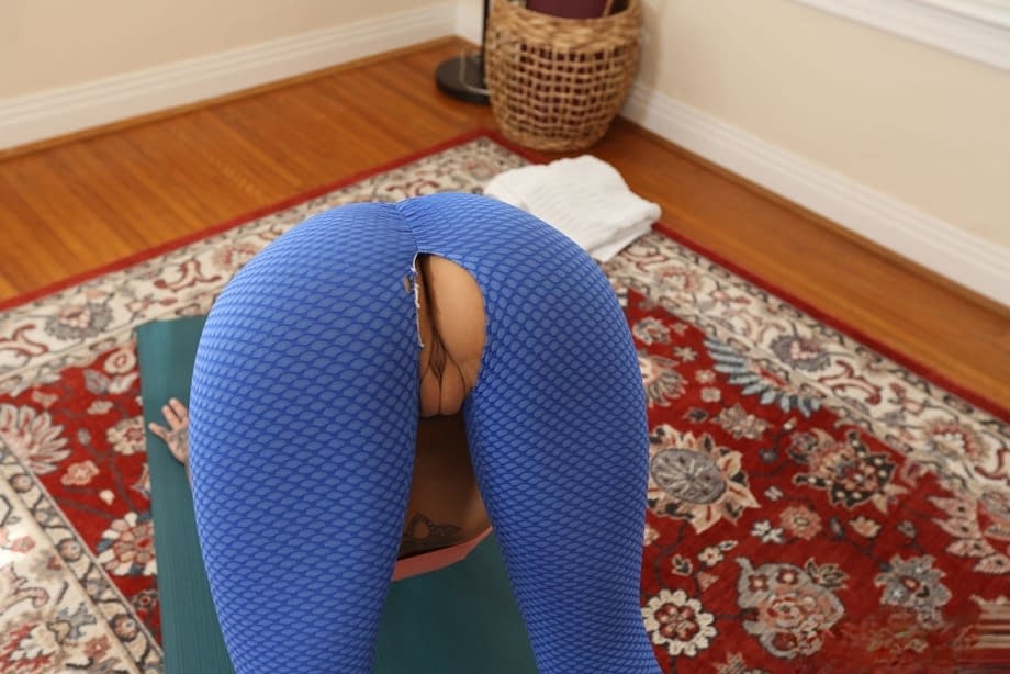 Wet pussy rub, Evelyn Stone fucks in ripped leggings