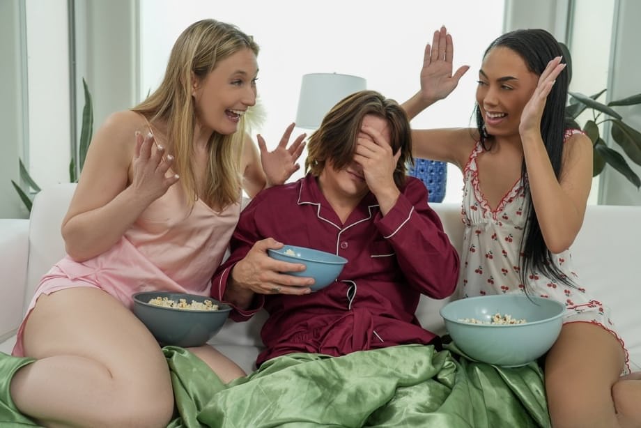 Five horny MILFs share one hard cock