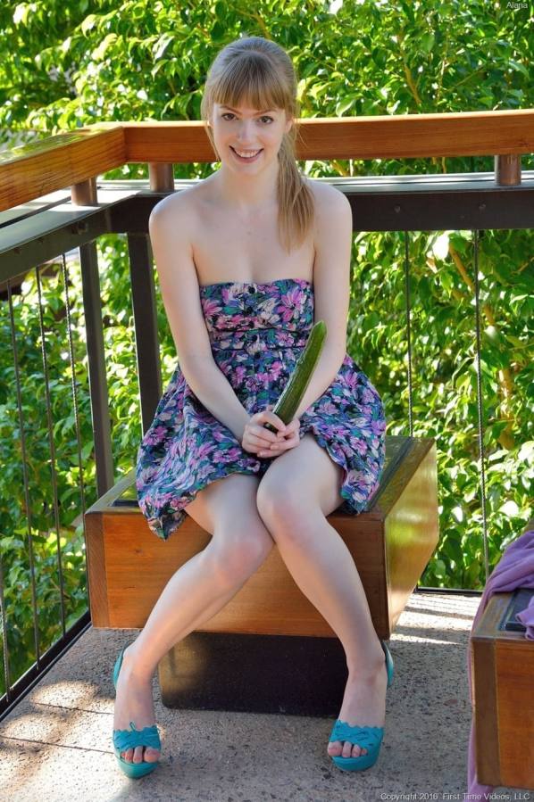 Outdoor anal veggie play by horny Alana