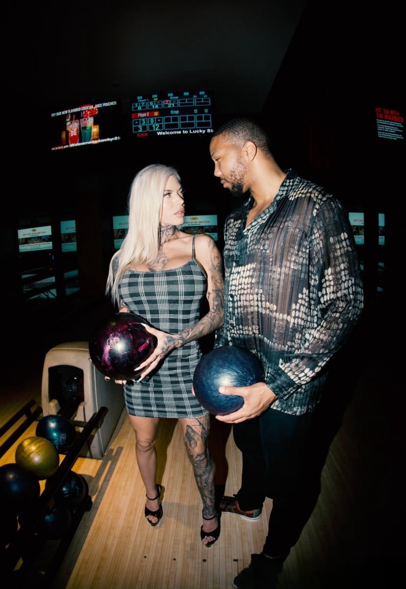 Bowling done, tattooed blonde Chantal gets black cock