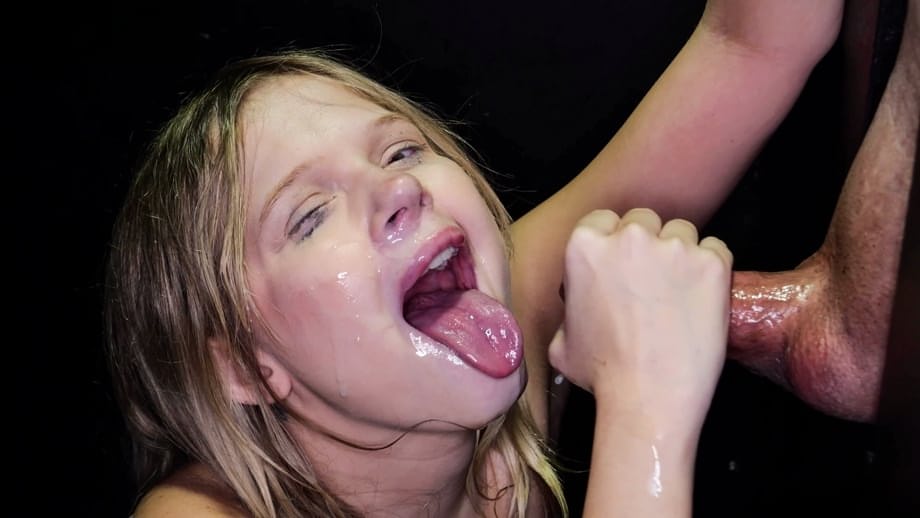 Coco Lovelock chokes on gloryhole cock after cock