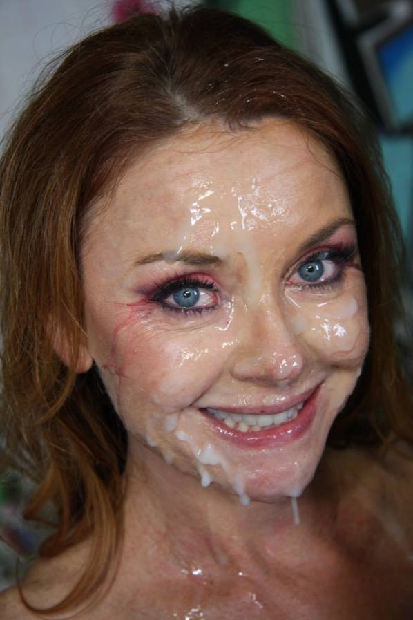 Janet Mason deepthroats big black cocks in messy cum bukkake
