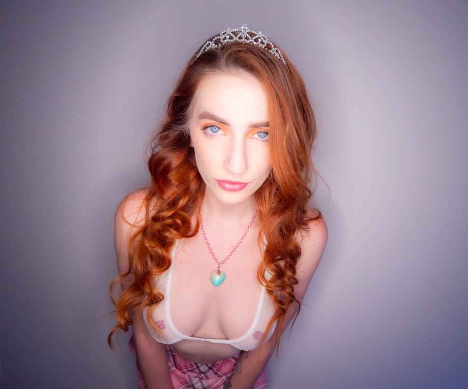Aria Carson, redhead, takes cock POV in stockings