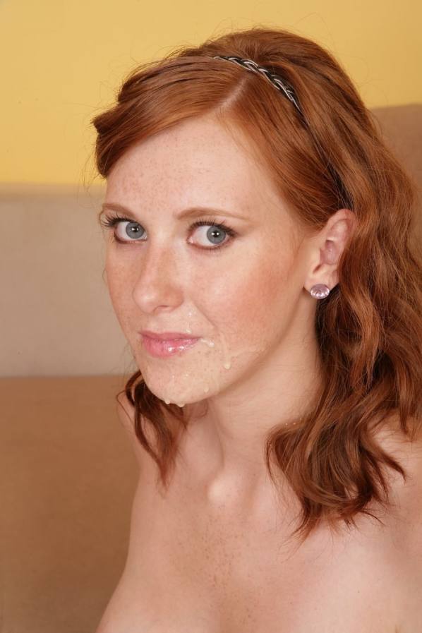 Sperm splattered on Linda Sweet's freckled face