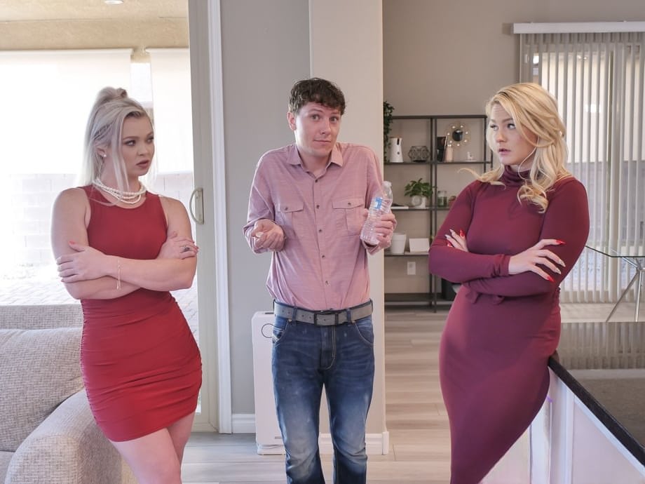 Horny stepmoms Kay Carter and Lisey Sweet take turns