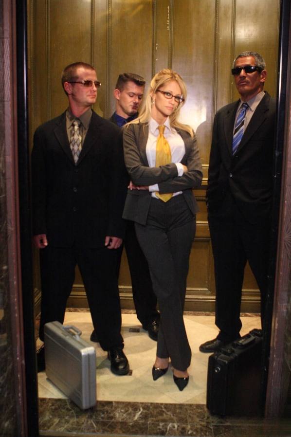 Filthy barrister Jessica Drake sucks 3 dicks, cum on face