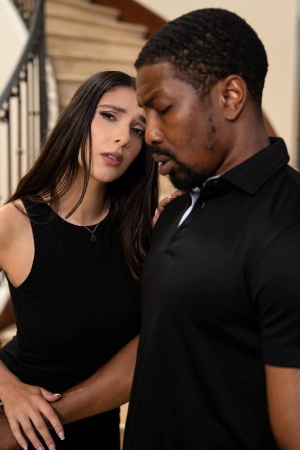Aria Sloane deepthroats a huge black cock hard