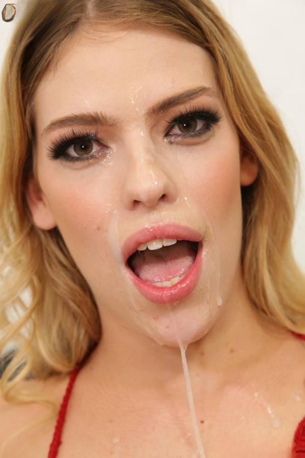 Leah Lee sucks big black cocks, gets cum facial