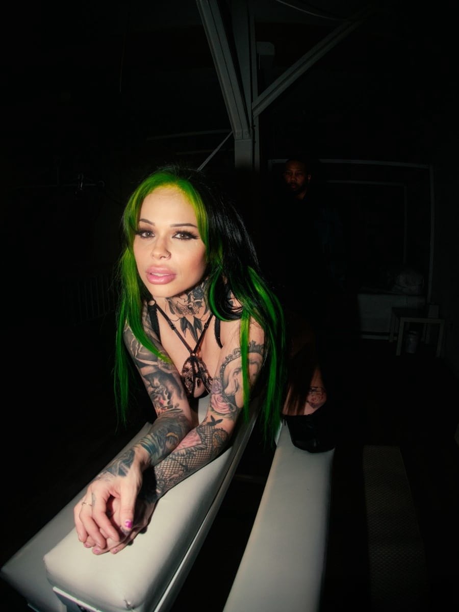 Inked Latina sluts pose in dungeon, big black cock fucks