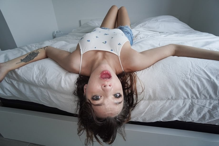 Honey Hayes takes hot cum in POV cock sucking