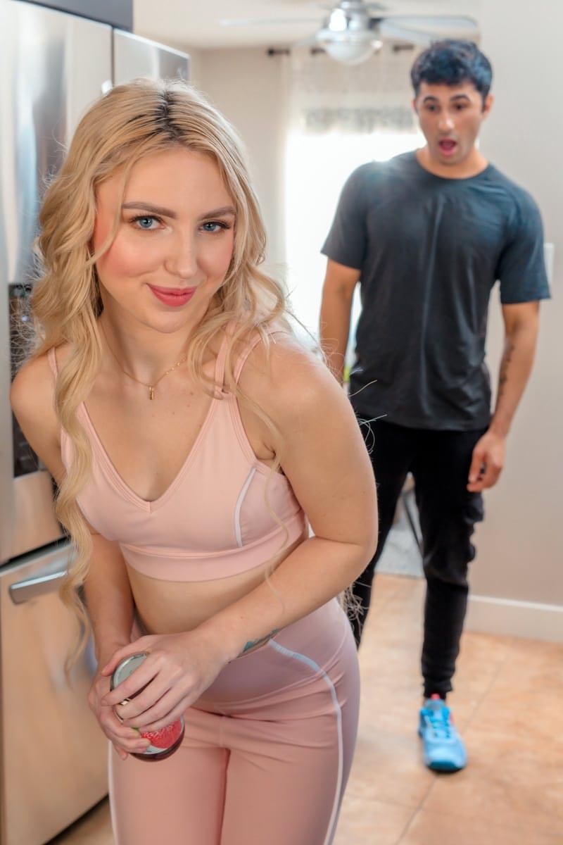 Britt Blair fucks her stepbro cock on the bed