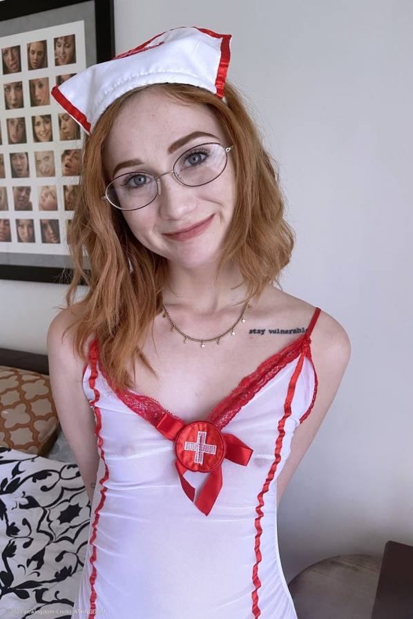 Nurse Scarlet Skies spreads her fuck holes wide