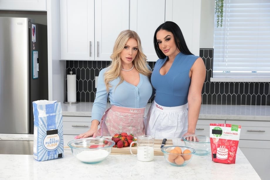 Danielle and Sheena take turns riding stepsons' cocks