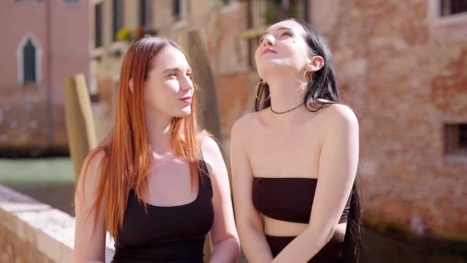 Big tits Euro sluts Britney and Leya pose nude outdoors