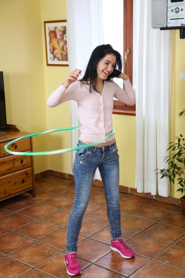 Hula hoop makes Anie Darling and Miki Love fuck
